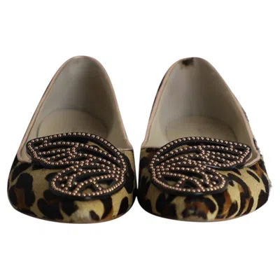 Pre-owned Sophia Webster Bibi Butterfly Ballet Flats In Animal Print Pony Hair In Black