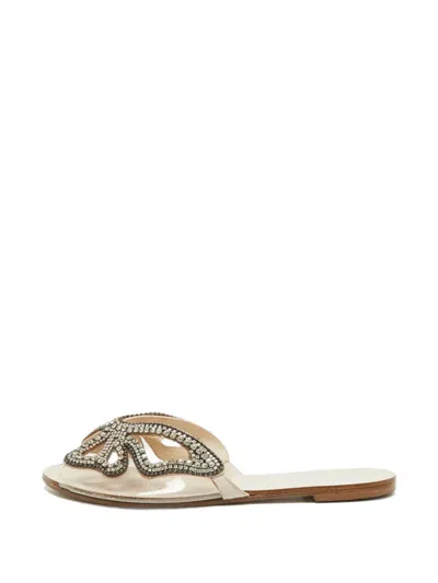 Pre-owned Sophia Webster Bibi Butterfly Crystal Sandals In White