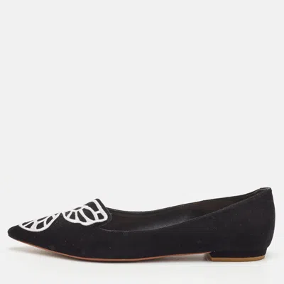 Pre-owned Sophia Webster Bibi Butterfly Size 38 Black Suede Pointed Toe Ballet Flats