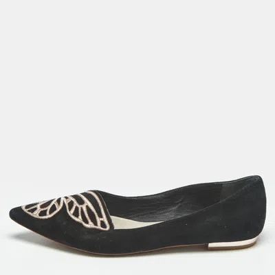 Pre-owned Sophia Webster Bibi Butterfly Size 38 Black Suede Smoking Slippers
