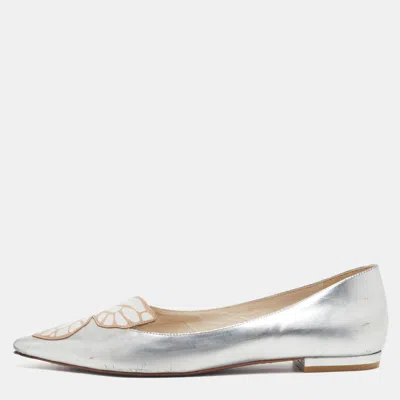 Pre-owned Sophia Webster Bibi Butterfly Size 38.5 Silver Leather Ballet Flats