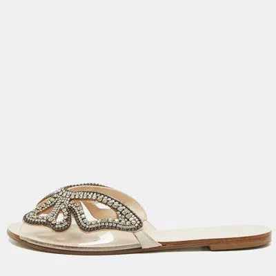 Pre-owned Sophia Webster Bibi Butterfly Size 39 Transparent Pvc Crystal Embellished Flat Slide Sandals