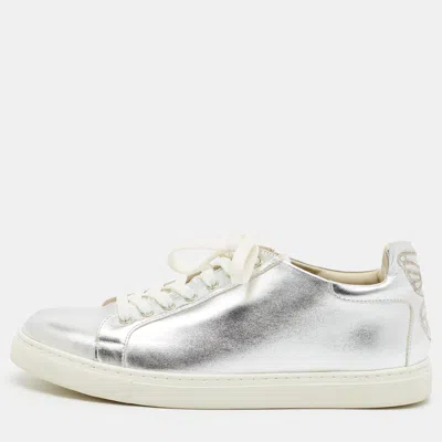 Pre-owned Sophia Webster Bibi Butterfly Size 40.5 Silver Leather Lace Up Sneakers