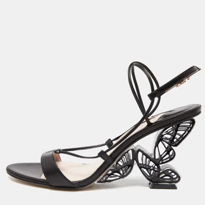 Pre-owned Sophia Webster Black Leather Ankle Strap Wedge Sandals Size 39