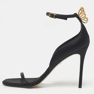 Pre-owned Sophia Webster Black Satin Mariposa Ankle Strap Sandals Size 40