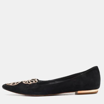 Pre-owned Sophia Webster Black Suede Bibi Butterfly Pointed Toe Ballet Flats Size 39