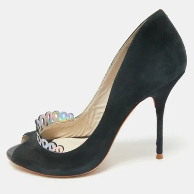 Sophia Webster Black Suede Scalloped Peep Toe Pumps