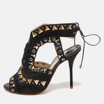 Pre-owned Sophia Webster Black Suede Studded Riko Sandals Size 36