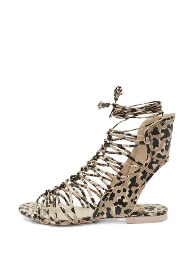 Pre-owned Sophia Webster Camo-print Gladiator Sandals In Neutral