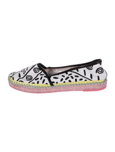 Pre-owned Sophia Webster Canvas Printed Espadrilles In White