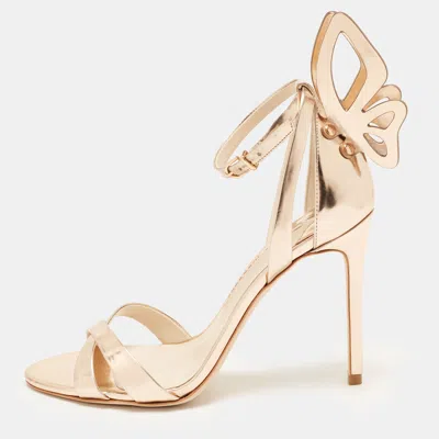 Pre-owned Sophia Webster Chiara Size 38.5 Gold Leather Ankle Strap Sandals