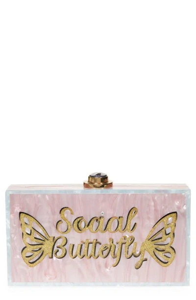 Sophia Webster Cleo Social Butterfly Box Clutch In Pearl Pink