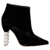 SOPHIA WEBSTER COCO CRYSTAL EMBELLISHED BOOTS IN BLACK SUEDE