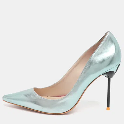 Sophia Webster Coco Flamingo Size 40.5 Metallic Green Leather Pumps