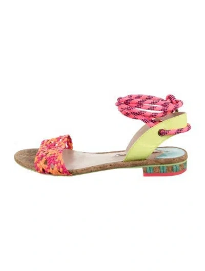 Pre-owned Sophia Webster Colorblock Pattern Sandals In Pink