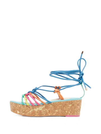Pre-owned Sophia Webster Cork Wedge Sandals In Blue