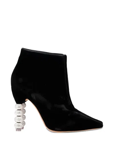 Pre-owned Sophia Webster Crystal-embellished Stiletto Boots In Black