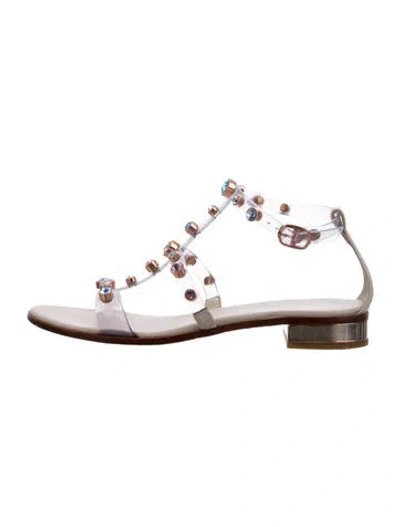 Pre-owned Sophia Webster Crystal Embellishments Gladiator Sandals In White