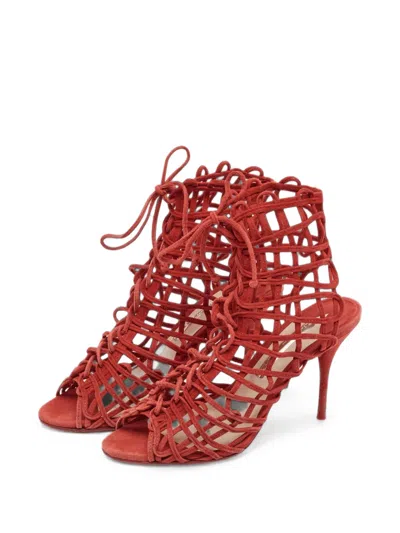 Pre-owned Sophia Webster Delphine Cage Heeled Sandals In Red