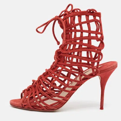 Pre-owned Sophia Webster Delphine Size 39.5 Red Suede Ankle Length Boots