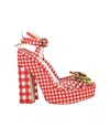 Sophia Webster Doris Leather-trim Gingham Platform Sandals In Red Cotton In Red