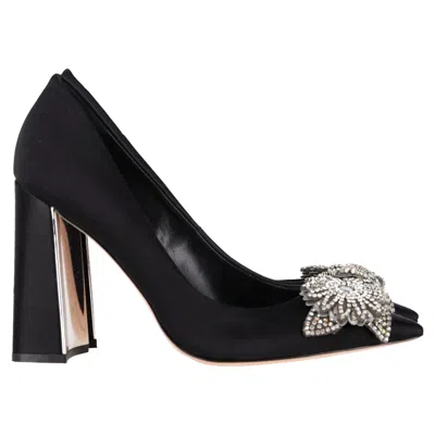 Sophia Webster Embellished Block-heel Pumps In Black Satin