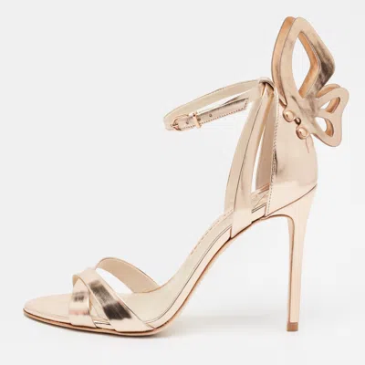 Pre-owned Sophia Webster Evangeline Size 37 Gold Leather Ankle Strap Sandals