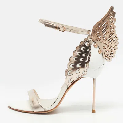 Pre-owned Sophia Webster Evangeline Size 38 Gold/cream Leather Ankle Strap Sandals