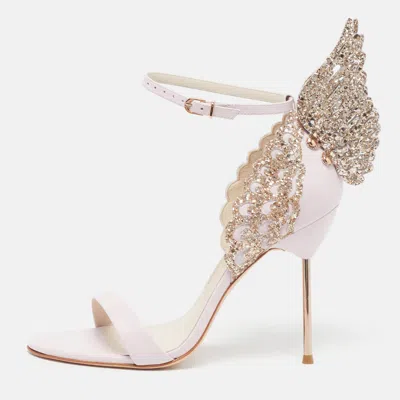 Pre-owned Sophia Webster Evangeline Size 39 Pink Leather And Glitter Ankle Strap Sandals