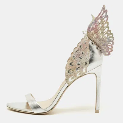 Pre-owned Sophia Webster Evangeline Size 39 Tricolor Leather Ankle Strap Sandals In Silver