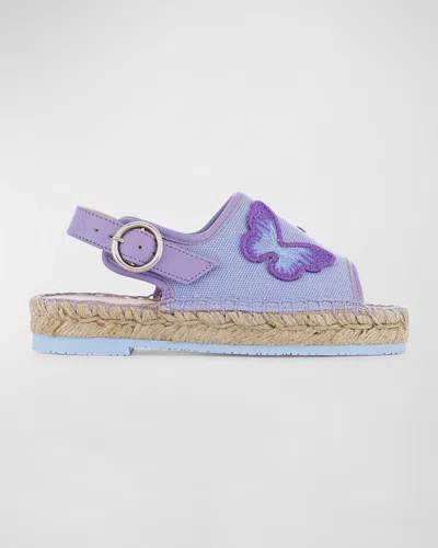 Sophia Webster Girl's Butterfly Embroidered Espadrille Sandals, Baby/toddler/kids In Malibu