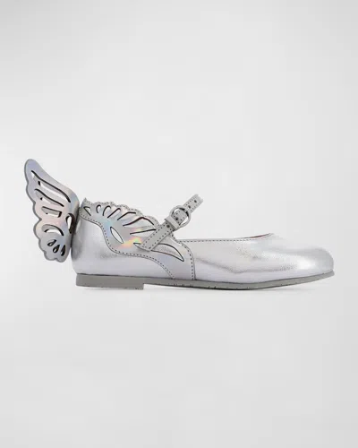 Sophia Webster Girl's Heavenly Butterfly-wing Flats, Baby/toddler/kids In Silver Holographic