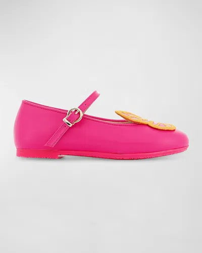 Sophia Webster Girl's Leather Butterfly Flats, Baby/toddler/kids In Pink Berry  Sorbet