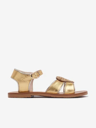 Sophia Webster Babies' Girls Leather Amora Sandals In Gold