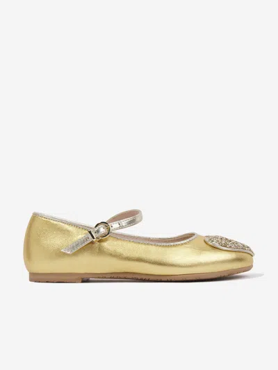 Sophia Webster Babies' Girls Leather Amora Shoes In Gold