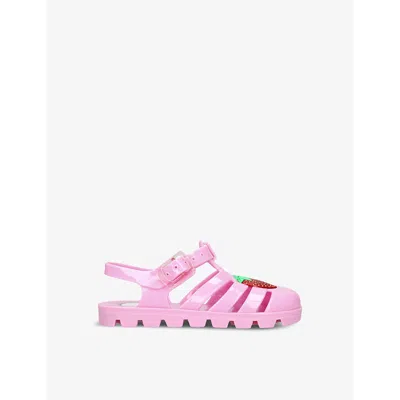 Sophia Webster Girls Pink Kids' Strawberry-embellished Pvc Sandals