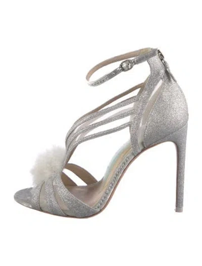 Pre-owned Sophia Webster Glitter Animal Print Sandals In Silver