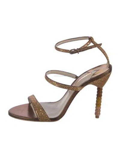 Pre-owned Sophia Webster Glitter Crystal Embellishments Sandals In Gold