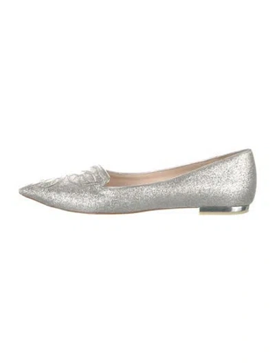 Pre-owned Sophia Webster Glitter Graphic Print Loafers In Silver