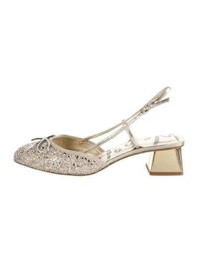 Pre-owned Sophia Webster Glitter Slingback Pumps In Gold