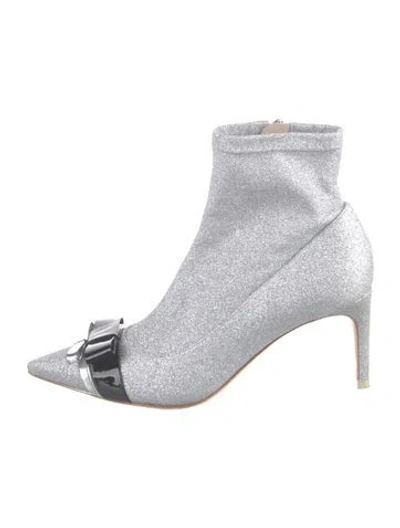 Pre-owned Sophia Webster Glitter Sock Boots In Metallic/silver