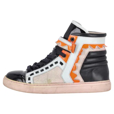 Pre-owned Sophia Webster Glitter-detail Leather 'riko' High-top Sneakers In Sand