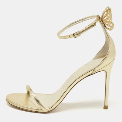 Pre-owned Sophia Webster Gold Leather Mariposa Ankle Strap Sandals Size 40