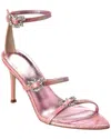 Sophia Webster Grace Mid Croc-embossed Leather Sandal In Pink