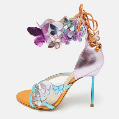 Pre-owned Sophia Webster Harmony Butterfly Size 38 Multicolor Patent Leather Ankle Cuff Sandals