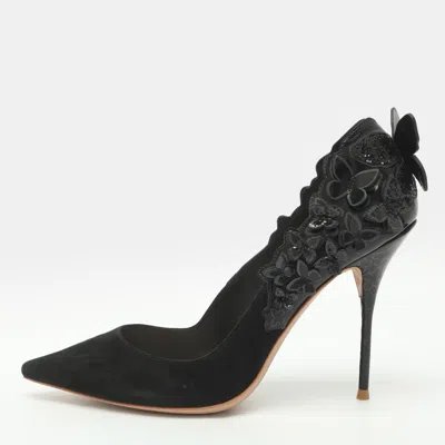 Pre-owned Sophia Webster Harmony Butterfly Size 40 Black Leather And Suede Pumps