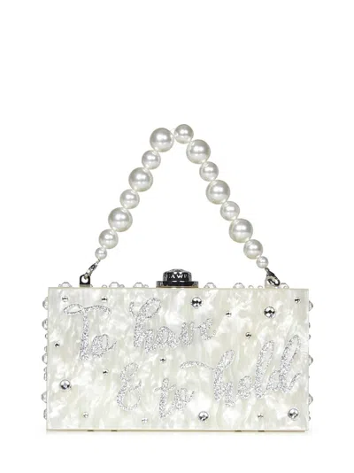 Sophia Webster Iridescent White Bag With Pearl-accented Handle