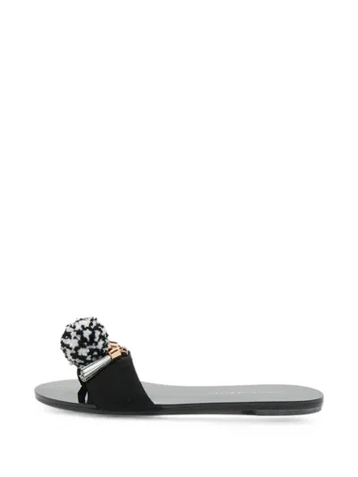 Pre-owned Sophia Webster Jada Suede Flat Sandals In Black