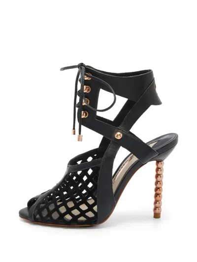 Pre-owned Sophia Webster Jetta Lace-up Sandals In Black
