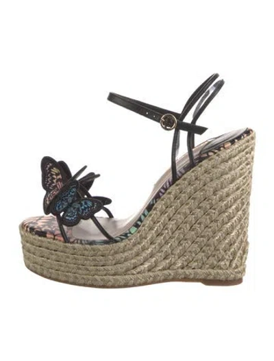Pre-owned Sophia Webster Jute Printed Sandals In Black